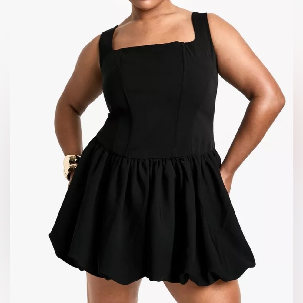 Square Neck Black Mini Dress